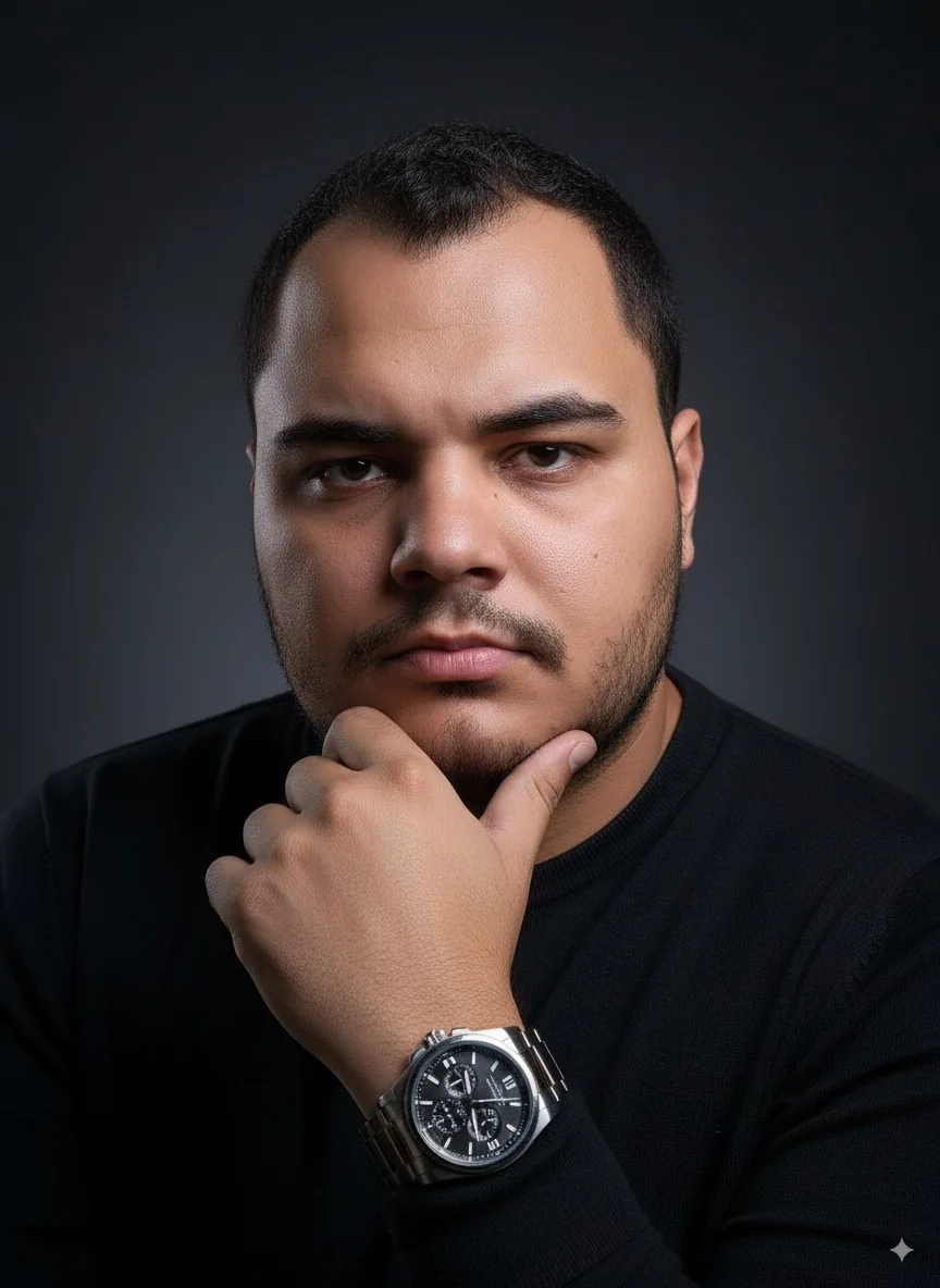 Willyma, gestor de tráfego, em retrato de estúdio